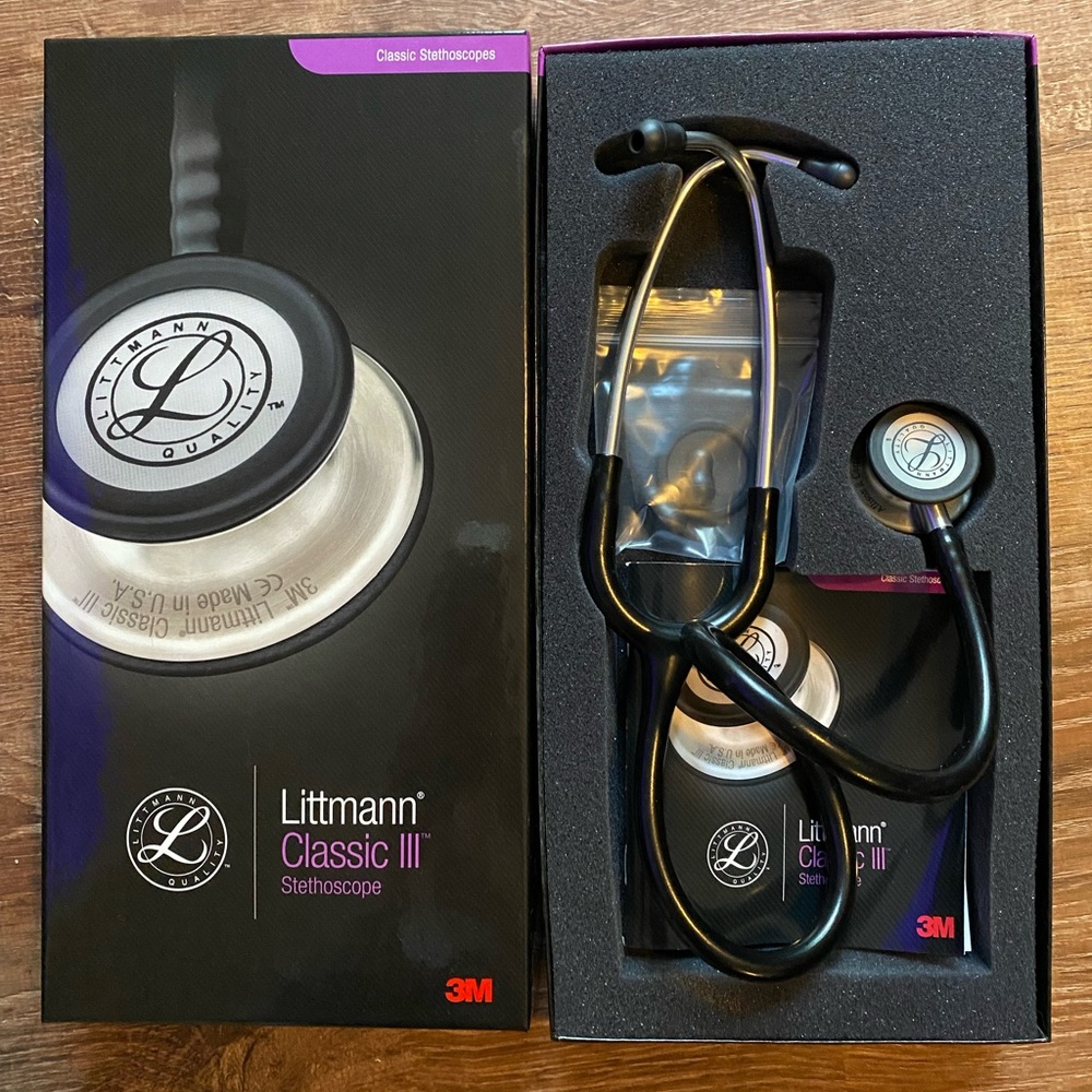 New never used black littmann classic III stethoscope
